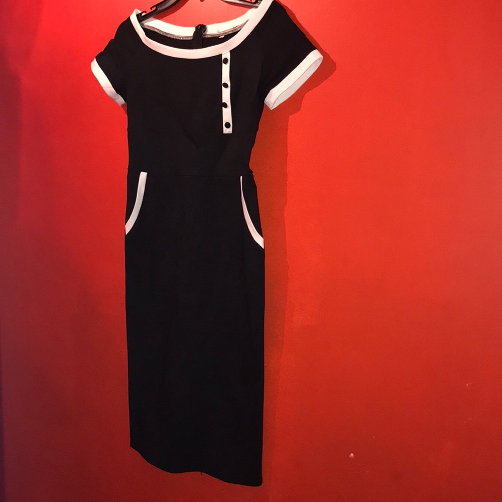 Black and White Off the Shoulder Secretary Dress